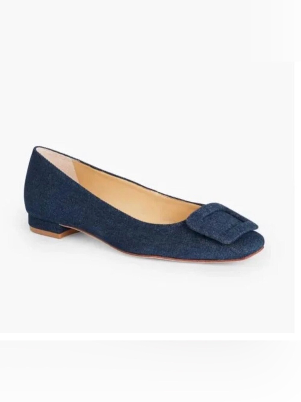Talbots Denim Blue Square-Front Ballet Flats
